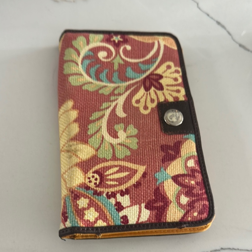 Floral Pattern Wallet with Button Closure